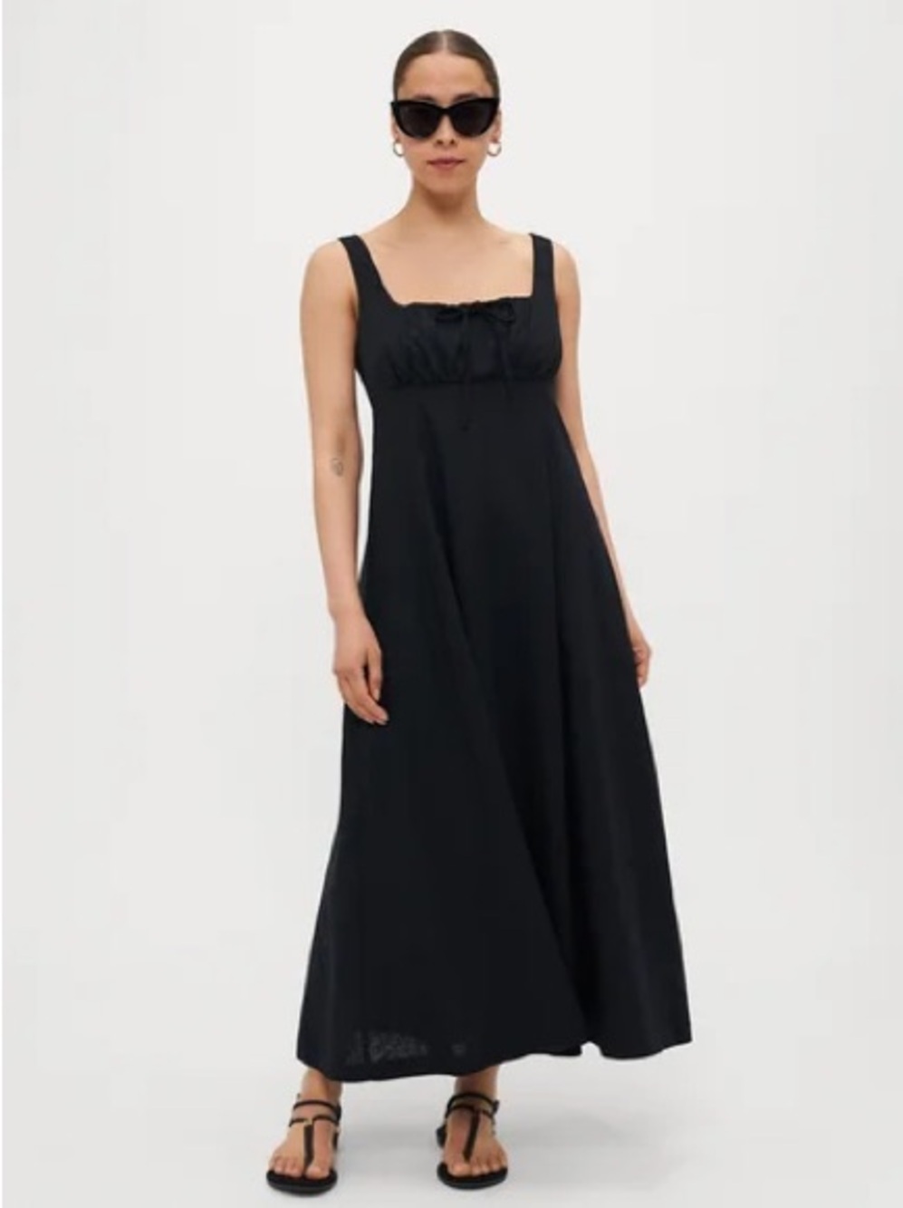 NWT! Gap Black Linen-Blend Maxi Dress - Large 🍓2️⃣